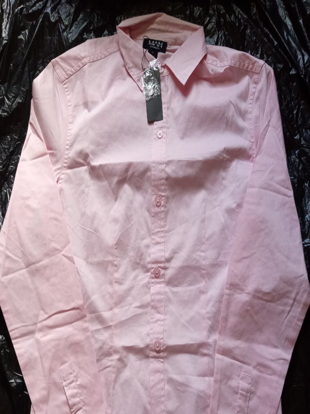 NWT BoohooMan Pink Button Up Dress Shirt Mens XS